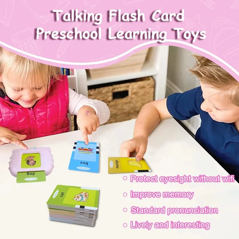 Montessori Education Flash Cards Machine Early Educational Learning English Electronic Audio Book Toy for Children Birthday Gift