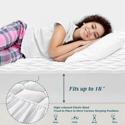 King Size Waterproof Mattress Protector, Mattress Topper, Quilted Fitted Mattress Pad, Breathable Soft Bed Mattress Cover with Deep Pocket Stretches up to 18 Inches