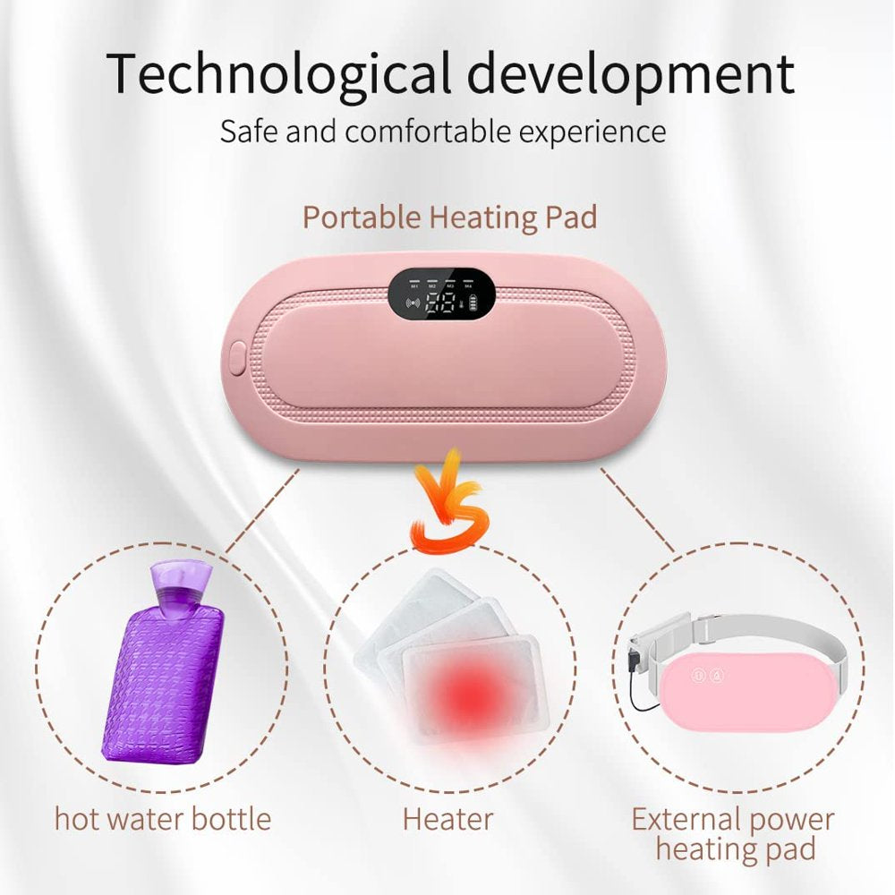 Heating Pad for Menstrual Cramps Relief Portable Cordless Heating Pad for Stomach Back Belly Pink