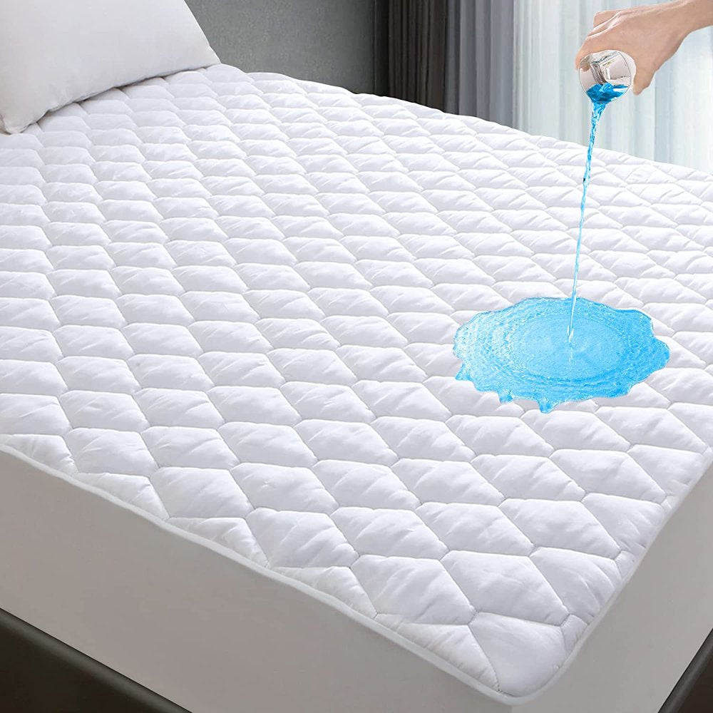 King Size Waterproof Mattress Protector, Mattress Topper, Quilted Fitted Mattress Pad, Breathable Soft Bed Mattress Cover with Deep Pocket Stretches up to 18 Inches