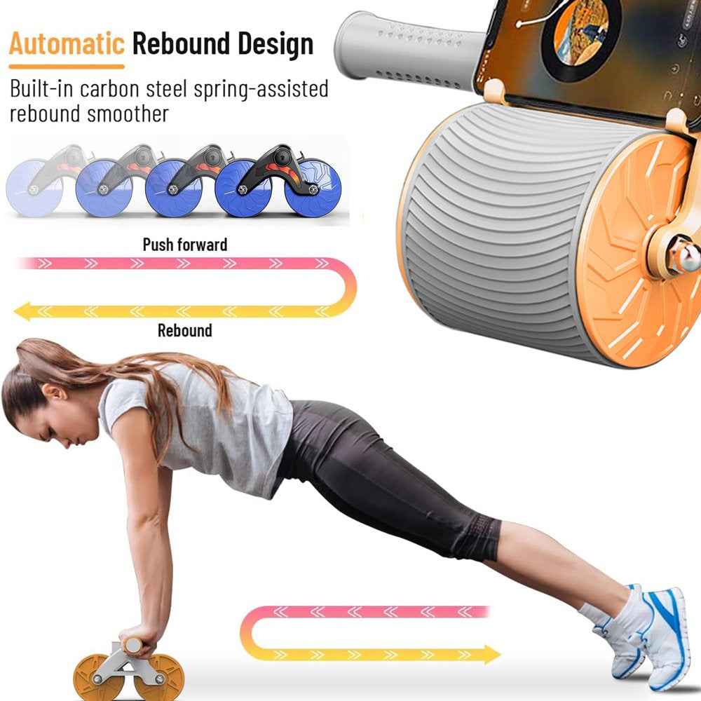 2023 New Ab Abdominal Exercise Roller Elbow Support, Abs Roller Wheel Core Exercise Equipment, Automatic Rebound Abdominal Wheel Blue